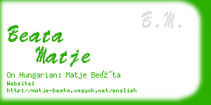 beata matje business card